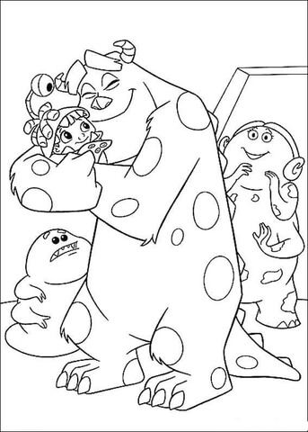 Sulley Loves Boo So Much  Coloring Page